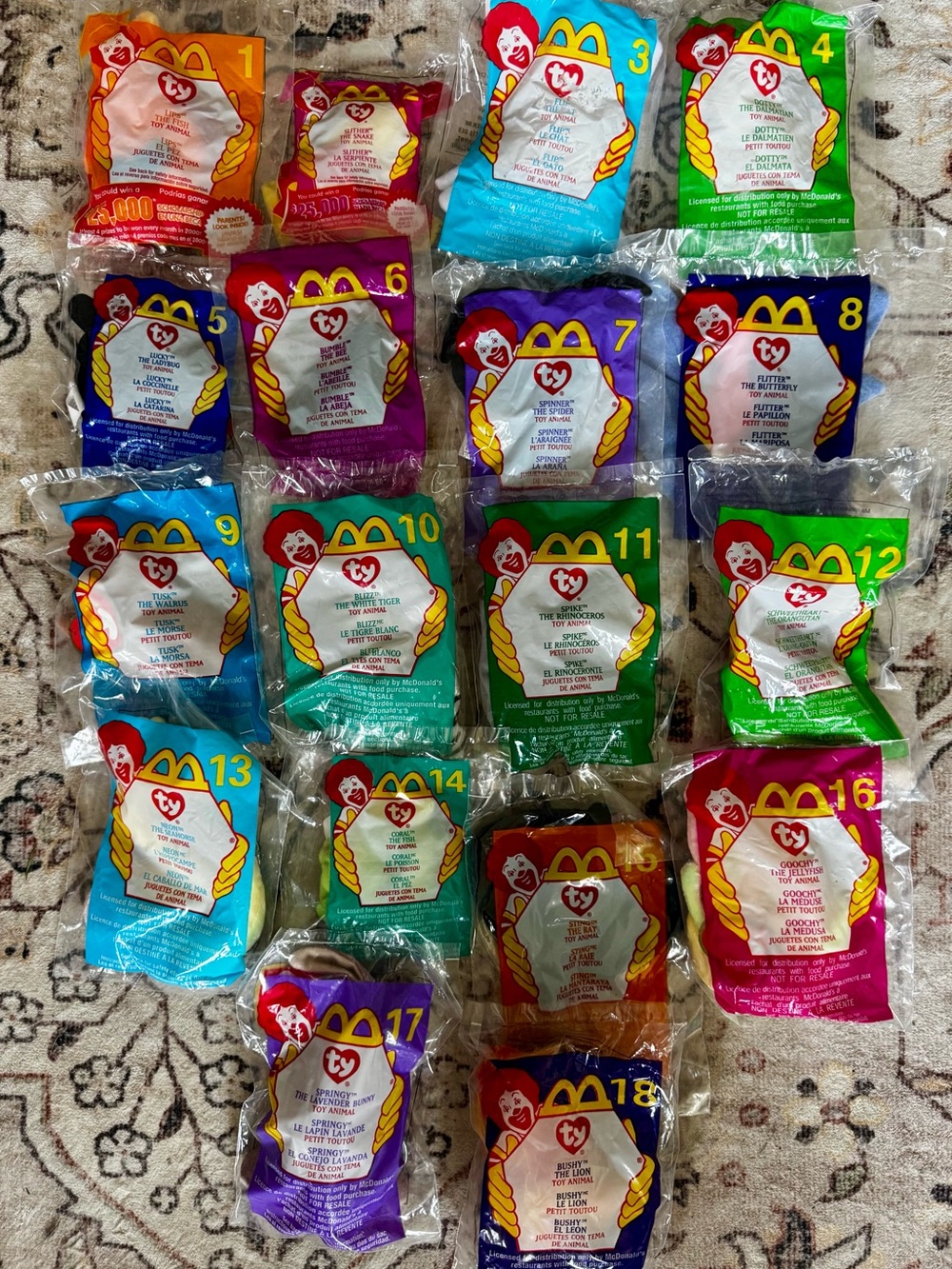McDonald’s TY Beanie Babies 2000 Complete 18-Piece Set NEW and Sealed Plush
